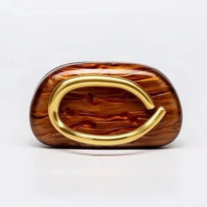 Brown Clutch with Gold Accent